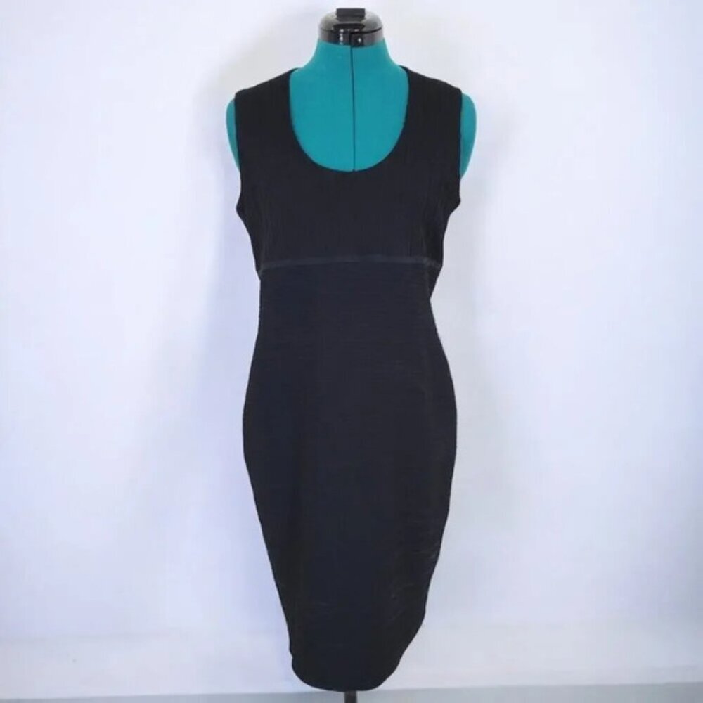 Joseph Ribkoff Black Textured Sleeveless Pencil Dress - Size Large